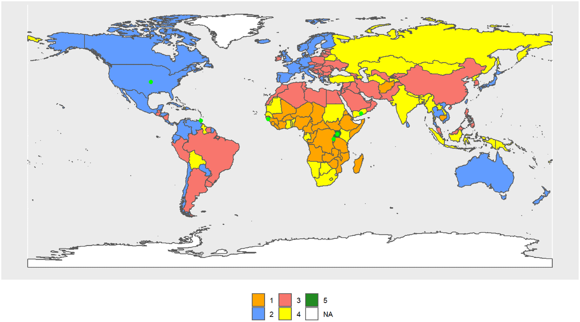 World map of 1990 male clusters. Study: Convergence and divergence in mortality: A global study from 1990 to 2030.